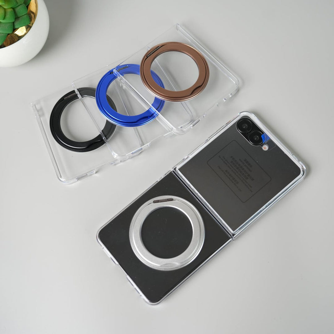 FRATO Flip 7 Collections Samsung Galaxy Z Flip 7 Crystal Clear Case with 360° Rotating Stand &amp; Front Glass Protection