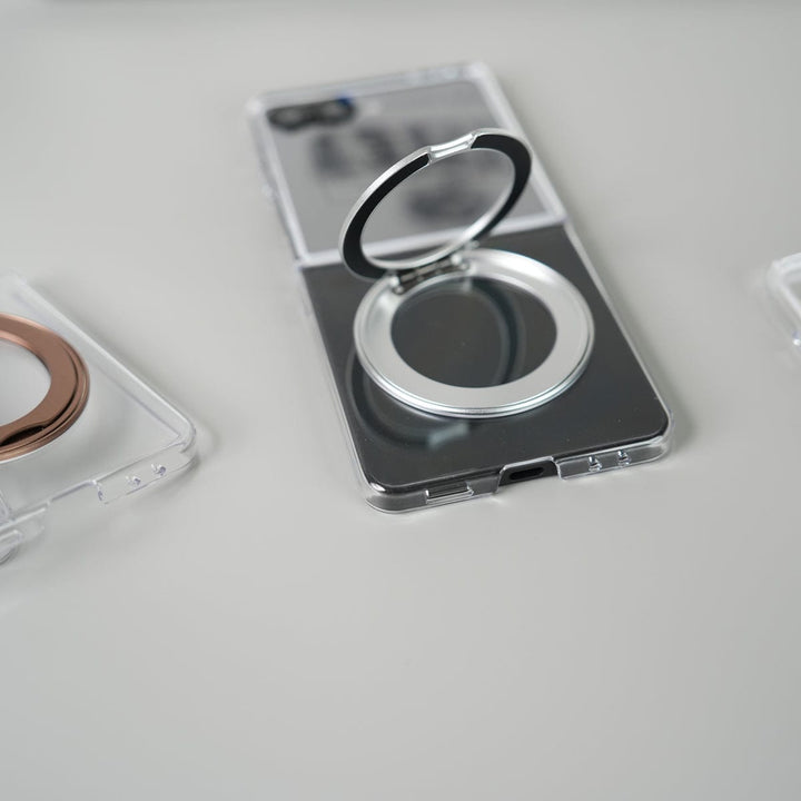 FRATO Flip 7 Collections Samsung Galaxy Z Flip 7 Crystal Clear Case with 360° Rotating Stand &amp; Front Glass Protection