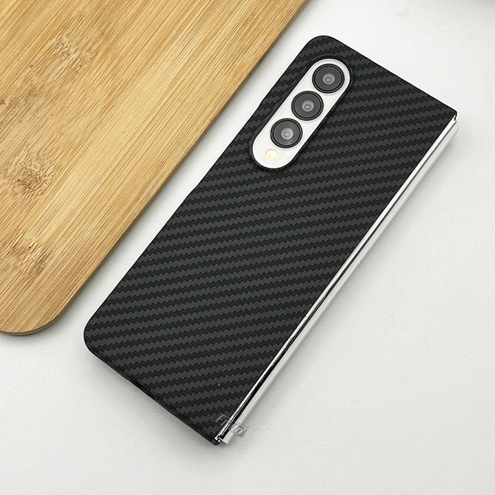 FRATO Fold 3 Collection Carbon Fiber Black Samsung Galaxy Z Fold 3 Zigzag Carbon Fiber Pattern Texture Case Cover