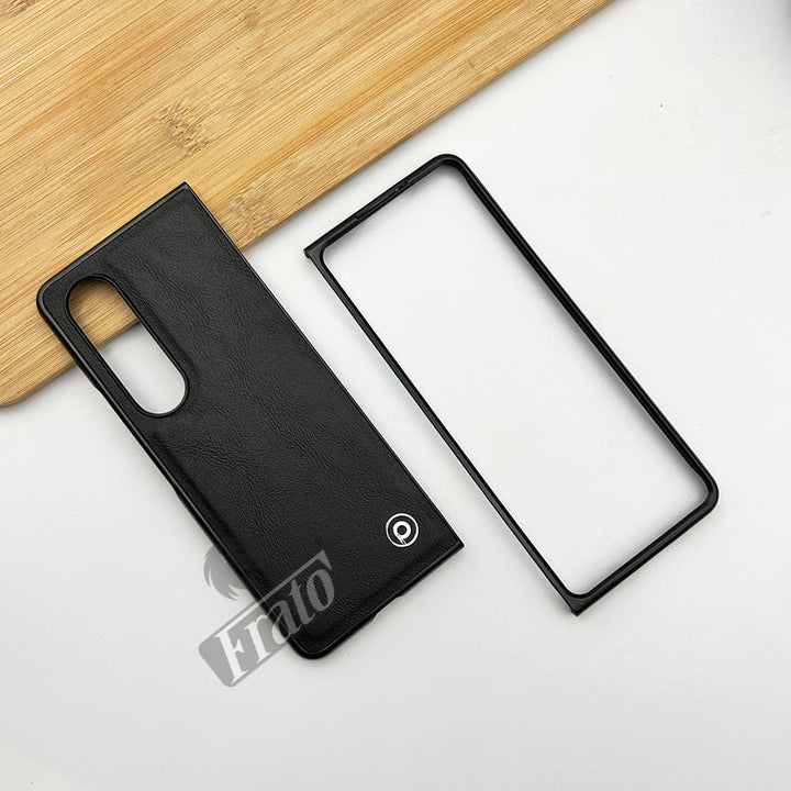 FRATO Fold 4 Collections Black Samsung Galaxy Z Fold 4 Luxury Leather Shockproof Case Cover