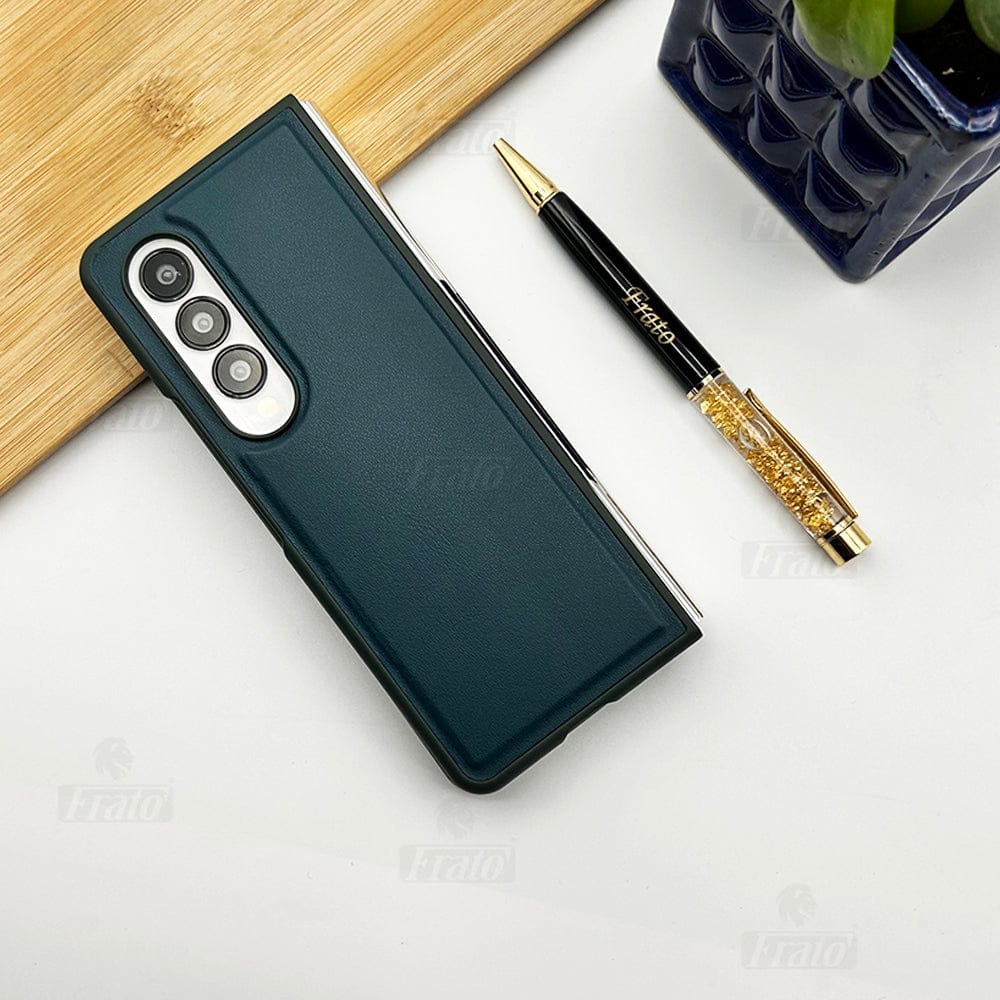 FRATO Fold 4 Collections Blue Samsung Galaxy Z Fold 4 Back Case with Magnetic Attachable Flip Cover With Card Holder