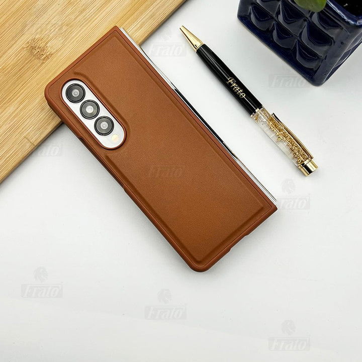 FRATO Fold 4 Collections Brown Samsung Galaxy Z Fold 4 Back Case with Magnetic Attachable Flip Cover With Card Holder