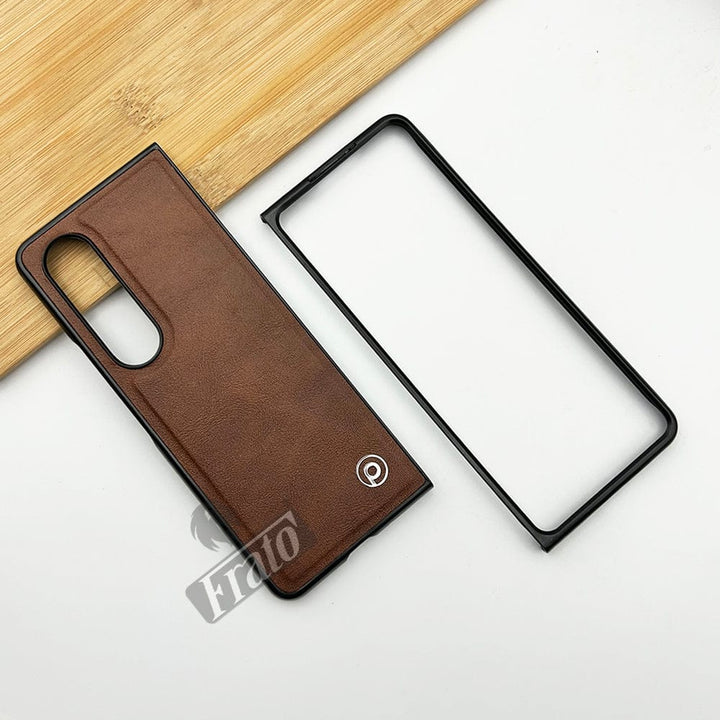 FRATO Fold 4 Collections Brown Samsung Galaxy Z Fold 4 Luxury Leather Shockproof Case Cover