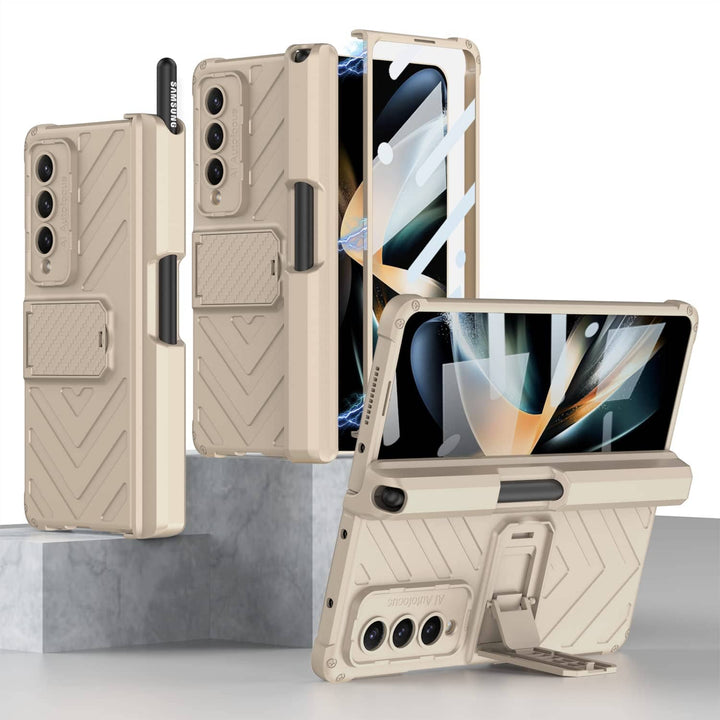 FRATO Fold 4 Collections Golden Samsung Galaxy Z Fold 4 Adjustable Kickstand &amp; Pen Holder Case Cover
