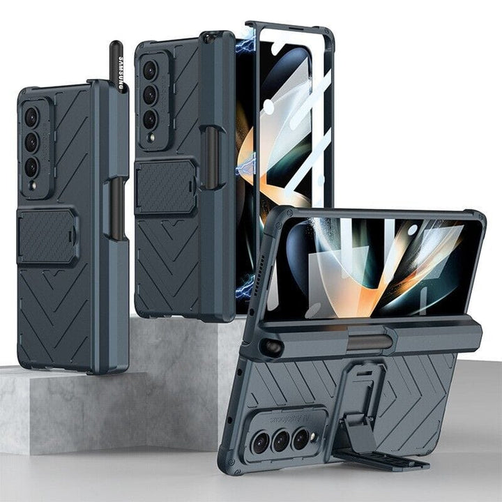 FRATO Fold 4 Collections Green Samsung Galaxy Z Fold 4 Adjustable Kickstand &amp; Pen Holder Case Cover