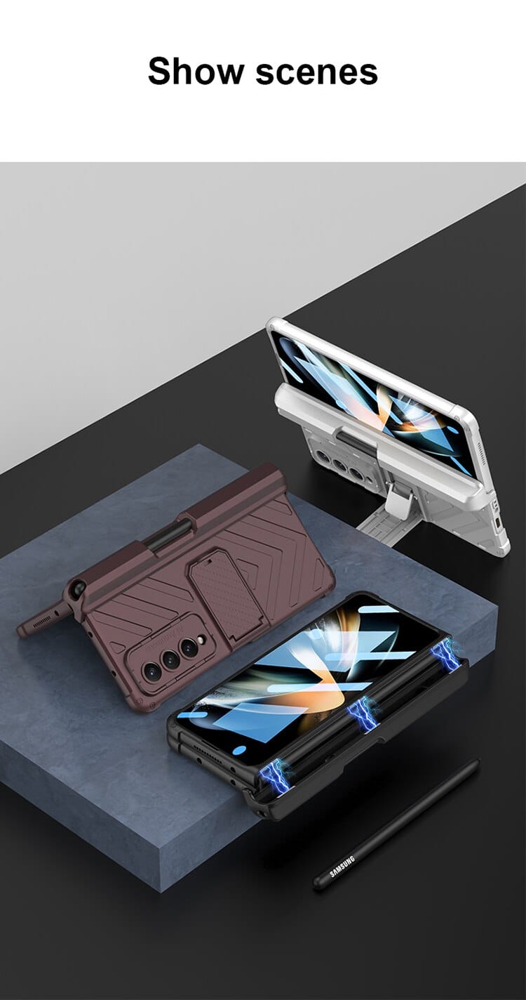 FRATO Fold 4 Collections Samsung Galaxy Z Fold 4 Adjustable Kickstand &amp; Pen Holder Case Cover