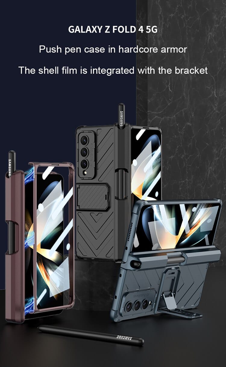 FRATO Fold 4 Collections Samsung Galaxy Z Fold 4 Adjustable Kickstand &amp; Pen Holder Case Cover