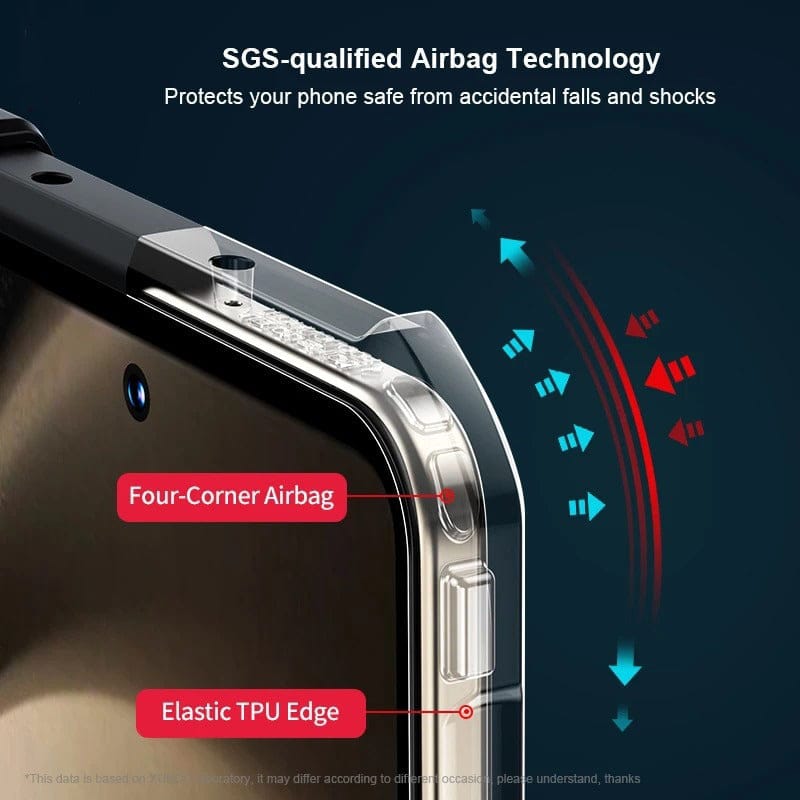 FRATO Fold 4 Collections Samsung Galaxy Z Fold 4 Airbags Bumper Transparent Back Front Screen Protector Case Cover(Black)