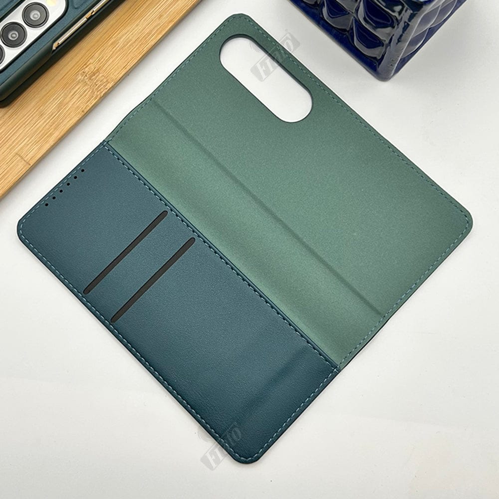 FRATO Fold 4 Collections Samsung Galaxy Z Fold 4 Back Case with Magnetic Attachable Flip Cover With Card Holder