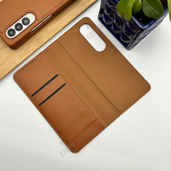 FRATO Fold 4 Collections Samsung Galaxy Z Fold 4 Back Case with Magnetic Attachable Flip Cover With Card Holder