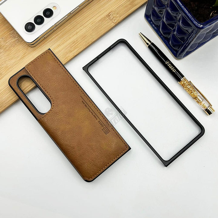 FRATO Fold 4 Collections Samsung Galaxy Z Fold 4 Leather Case With Back Side Protective Card Holder Slot