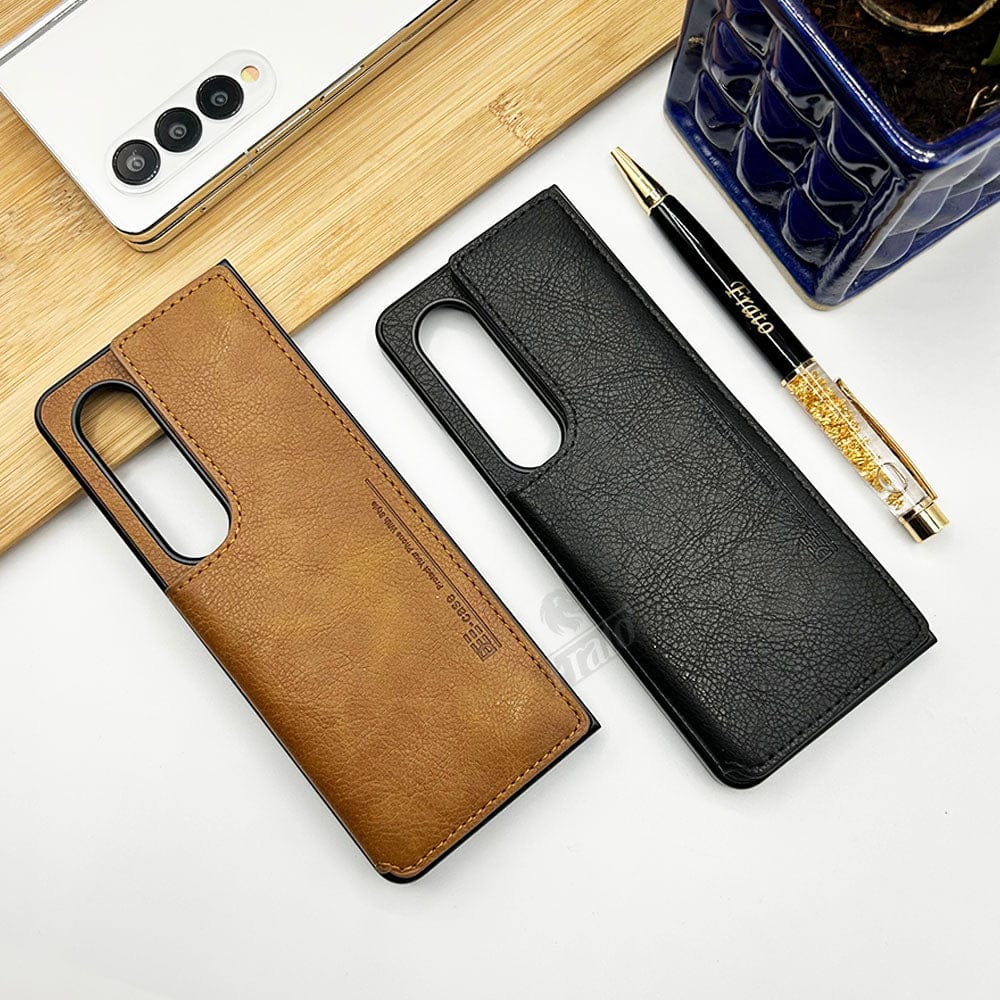 FRATO Fold 4 Collections Samsung Galaxy Z Fold 4 Leather Case With Back Side Protective Card Holder Slot