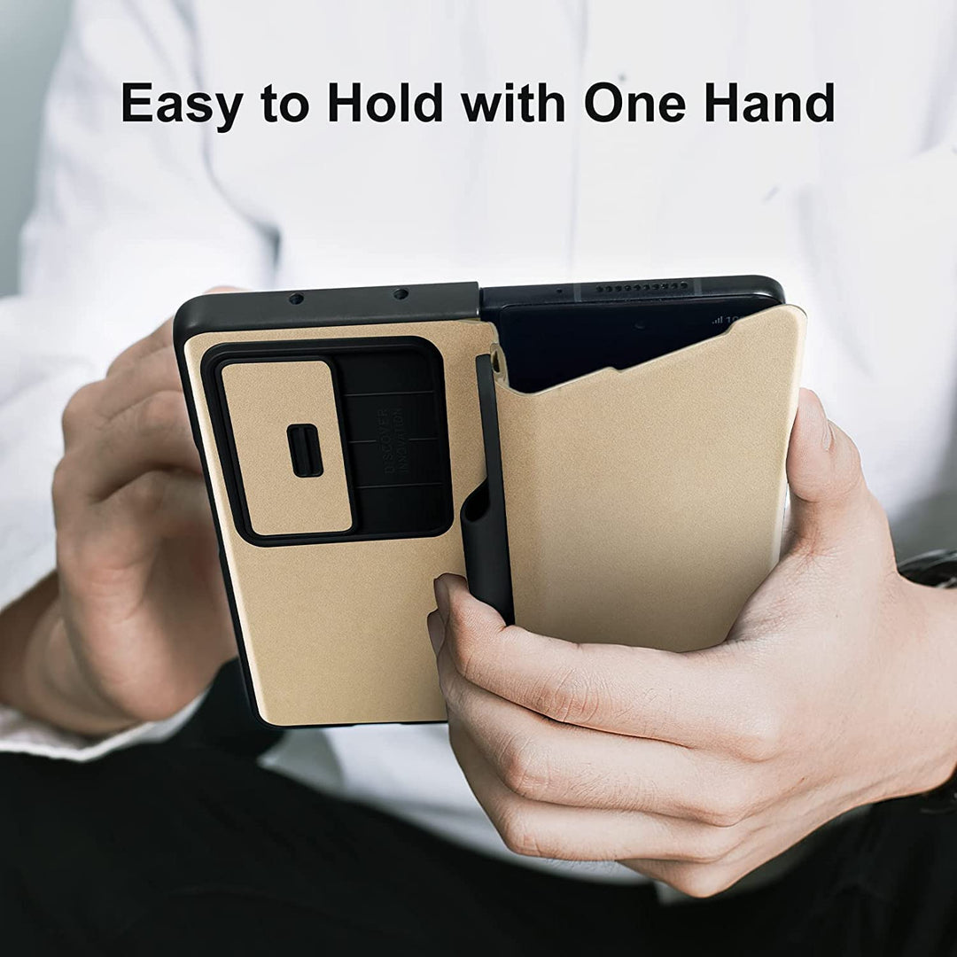 FRATO Fold 4 Collections Samsung Galaxy Z Fold 4 Nillkin QIN Pro Flip Case -Gold