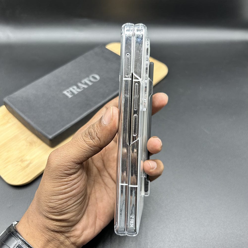 FRATO Fold 4 Collections Samsung Galaxy Z Fold 4 Transparent Cristal Hard Shell Cover Case With S-Pent Slot