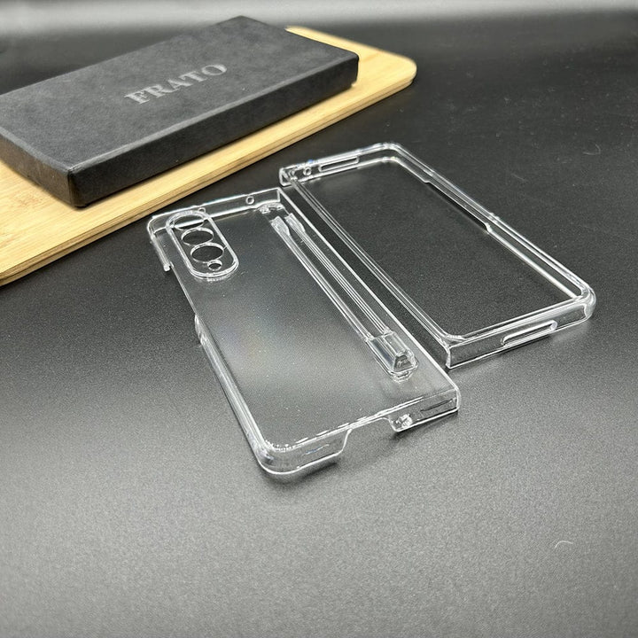 FRATO Fold 4 Collections Samsung Galaxy Z Fold 4 Transparent Cristal Hard Shell Cover Case With S-Pent Slot