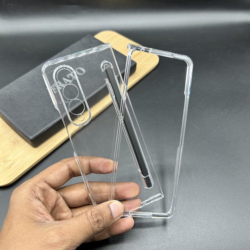 FRATO Fold 4 Collections Samsung Galaxy Z Fold 4 Transparent Cristal Hard Shell Cover Case With S-Pent Slot