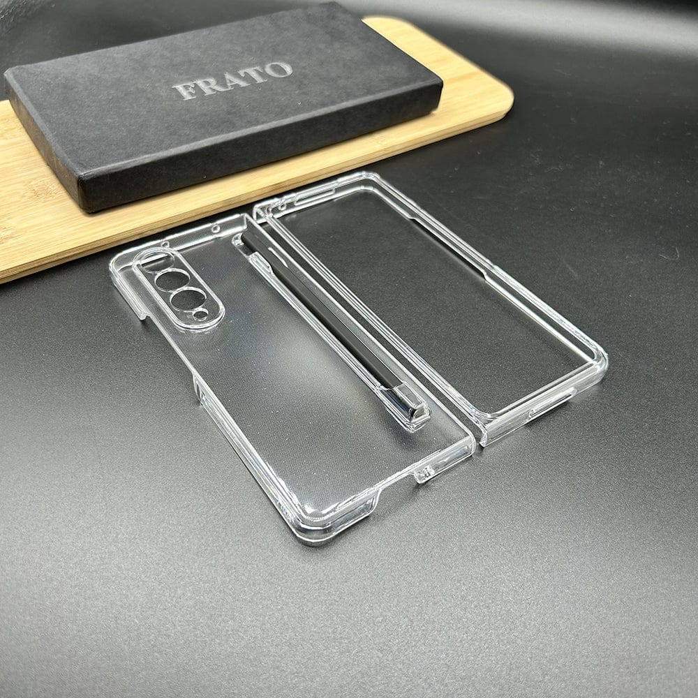 FRATO Fold 4 Collections Samsung Galaxy Z Fold 4 Transparent Cristal Hard Shell Cover Case With S-Pent Slot