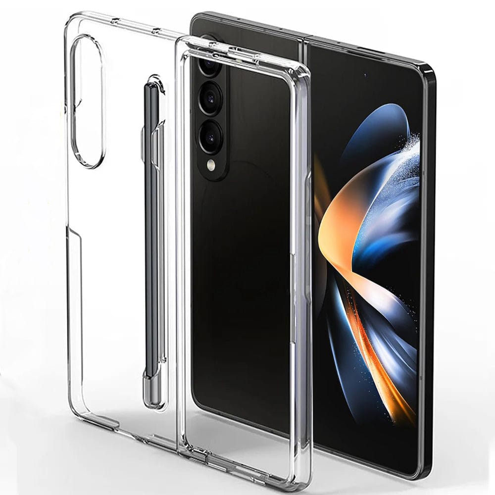 FRATO Fold 4 Collections Samsung Galaxy Z Fold 4 Transparent Cristal Hard Shell Cover Case With S-Pent Slot