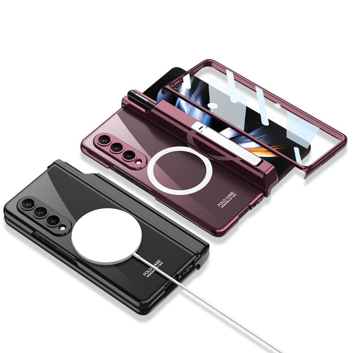 FRATO Fold 4 Collections Samsung Galaxy Z Fold 4 Transparent Electroplating Magnetic Hinge Front Glass Protective Cover