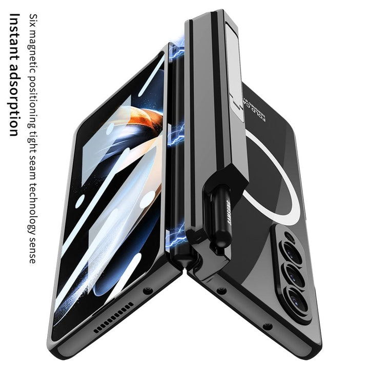 FRATO Fold 4 Collections Samsung Galaxy Z Fold 4 Transparent Electroplating Magnetic Hinge Front Glass Protective Cover