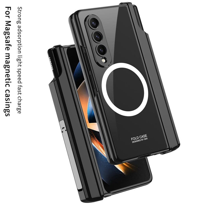 FRATO Fold 4 Collections Samsung Galaxy Z Fold 4 Transparent Electroplating Magnetic Hinge Front Glass Protective Cover