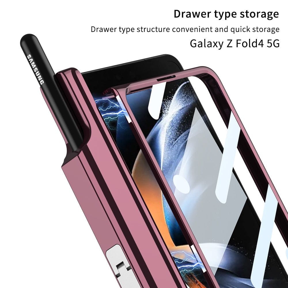 FRATO Fold 4 Collections Samsung Galaxy Z Fold 4 Transparent Electroplating Magnetic Hinge Front Glass Protective Cover