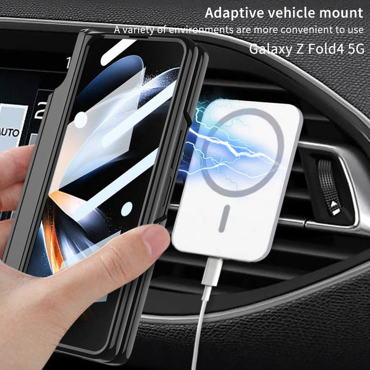 FRATO Fold 4 Collections Samsung Galaxy Z Fold 4 Transparent Electroplating Magnetic Hinge Front Glass Protective Cover