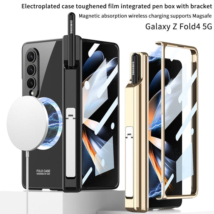 FRATO Fold 4 Collections Samsung Galaxy Z Fold 4 Transparent Electroplating Magnetic Hinge Front Glass Protective Cover