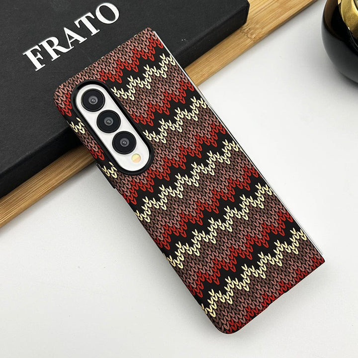 FRATO Fold 4 Collections Samsung Galaxy Z Fold 4 Woolen Texture Pattern Case Cover