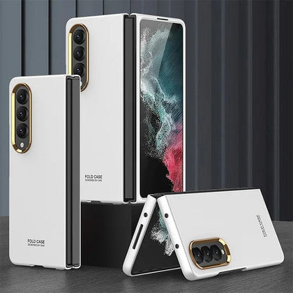 FRATO Fold 4 Collections Silver Samsung Galaxy Z Fold 4 Funda Bracket Hard Case Cover
