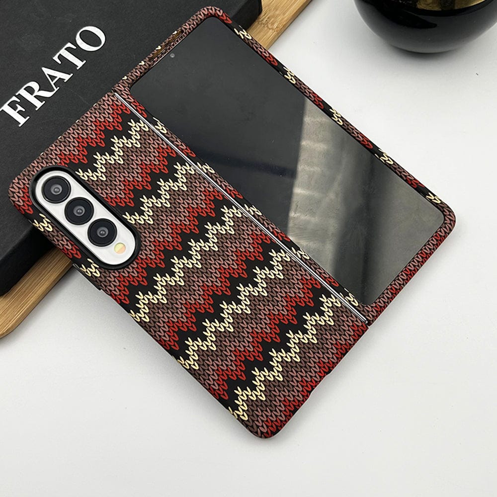 FRATO Fold 4 Collections Woolen Red Samsung Galaxy Z Fold 4 Woolen Texture Pattern Case Cover