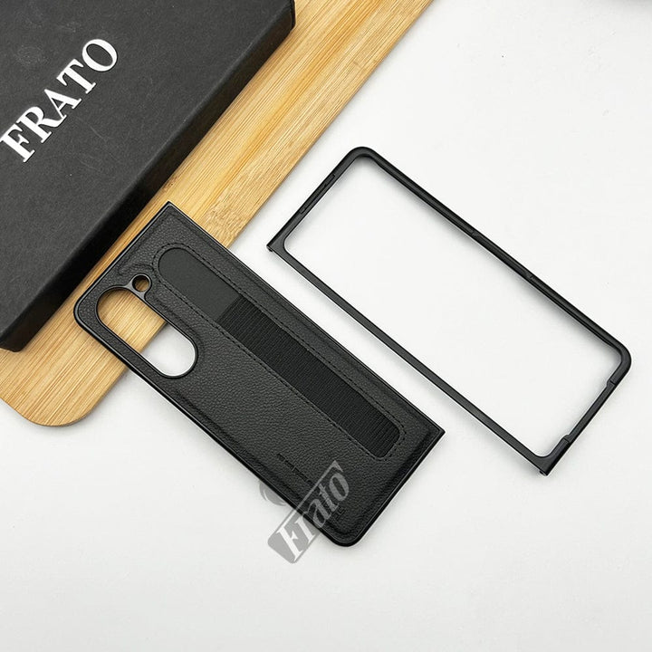 FRATO Fold 5 Collection Black Samsung Galaxy Z Fold 5 PU Leather Case Cover With S Pen Slot