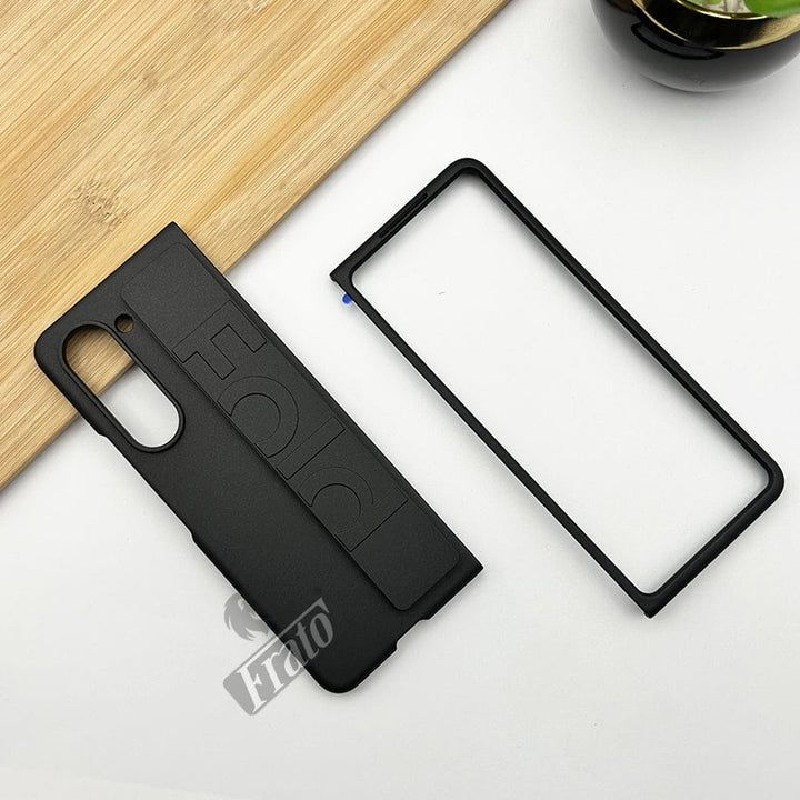 FRATO Fold 5 Collection Black Samsung Galaxy Z Fold 5 Silk Hard Shell Strap Holder Case