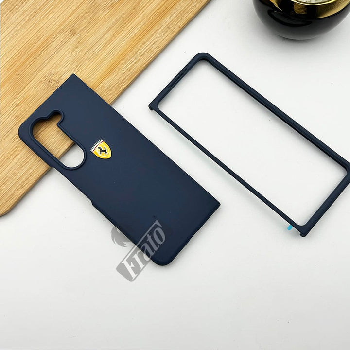 FRATO Fold 5 Collection Blue Samsung Galaxy Z Fold 5 Matte Finish Ferrari Sports Car Logo Design Case Cover