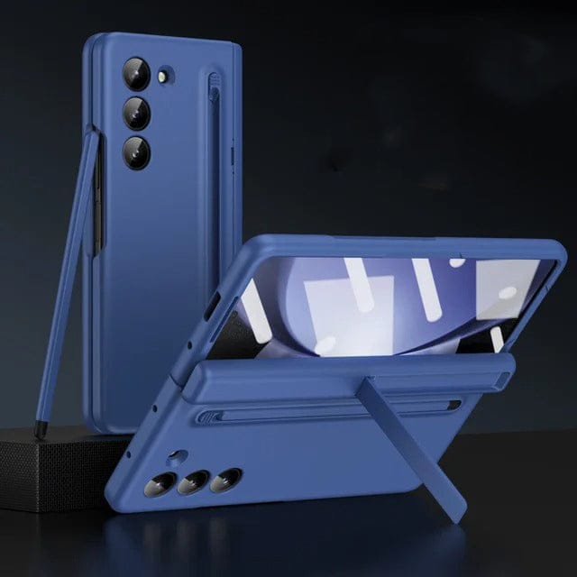 FRATO Fold 5 Collection Blue Samsung Galaxy Z Fold 5 Matte Finish Front Screen Protector With S Pen Kickstand Case Cover