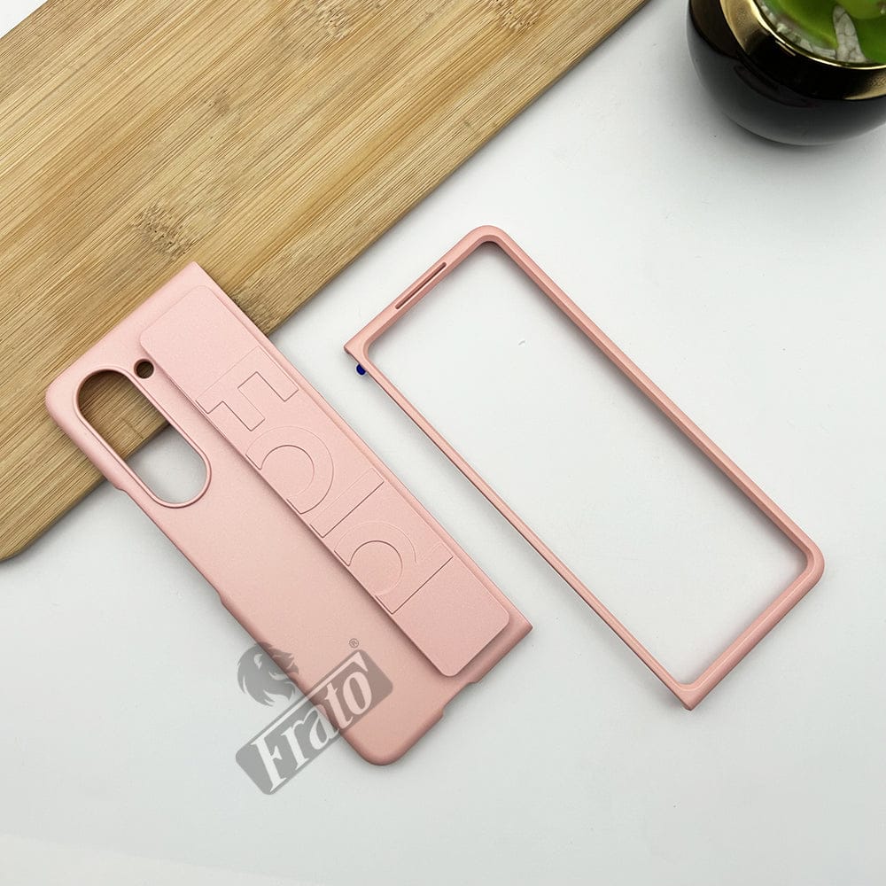 FRATO Fold 5 Collection Peach Samsung Galaxy Z Fold 5 Silk Hard Shell Strap Holder Case
