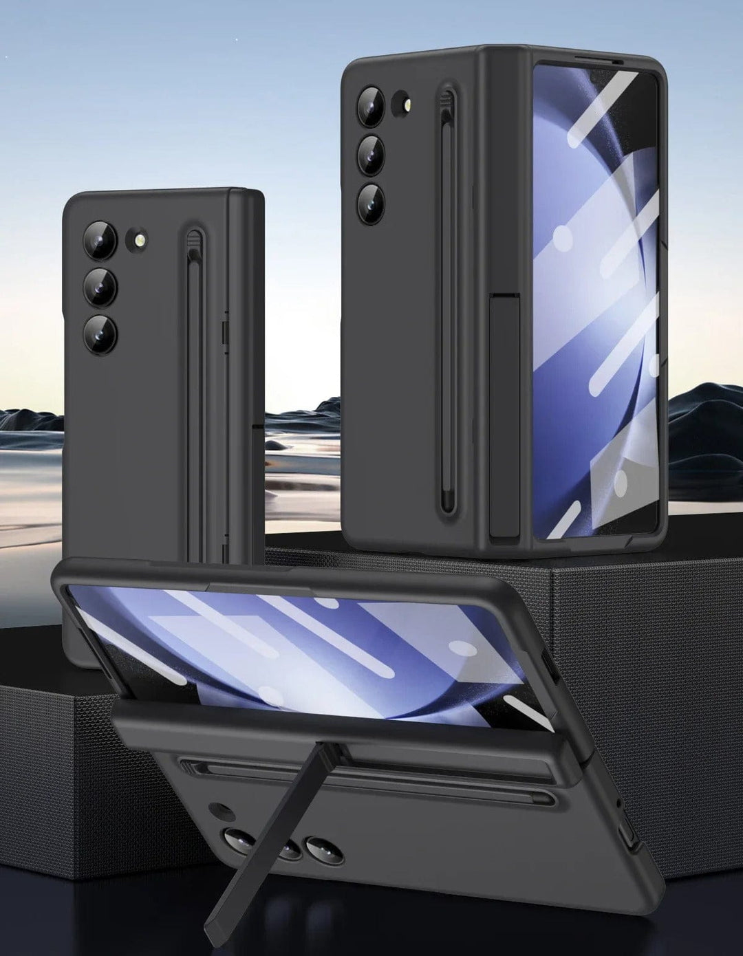 FRATO Fold 5 Collection Samsung Galaxy Z Fold 5 Matte Finish Front Screen Protector With S Pen Kickstand Case Cover