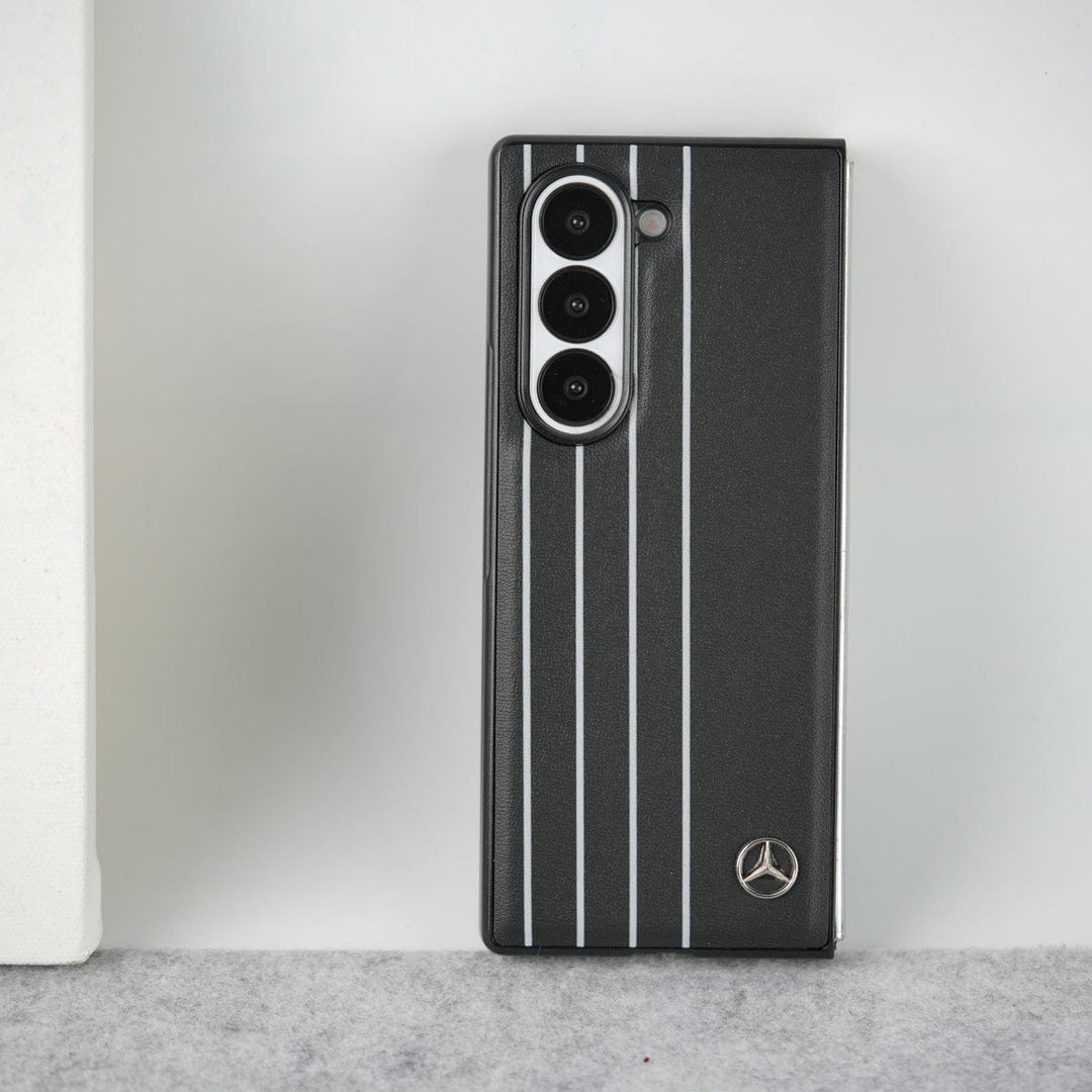 FRATO Fold 5 Collection Samsung Galaxy Z Fold 5 Merc White Line Pattern PU Leather Case Cover