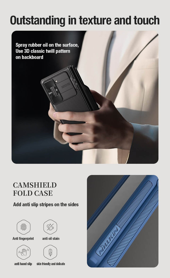 FRATO Fold 5 Collection Samsung Galaxy Z Fold 5 Nillkin Camshield Camera Protective Case With S Pen Holder Green