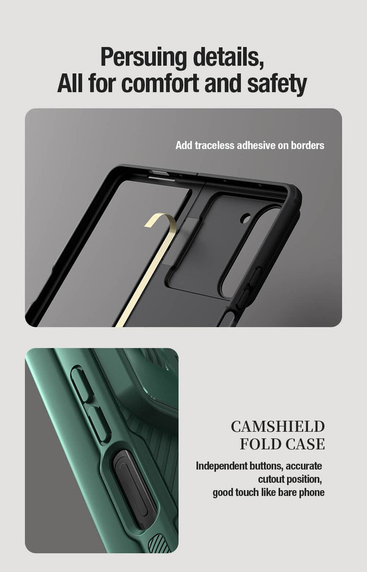 FRATO Fold 5 Collection Samsung Galaxy Z Fold 5 Nillkin Camshield Camera Protective Case With S Pen Holder Green