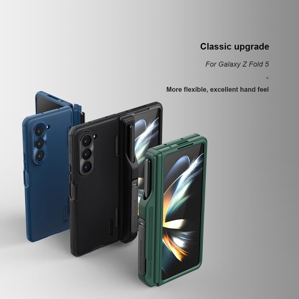 FRATO Fold 5 Collection Samsung Galaxy Z Fold 5 Nillkin Frost Shield With Stand and S Pen Slot Case Cover GREEN