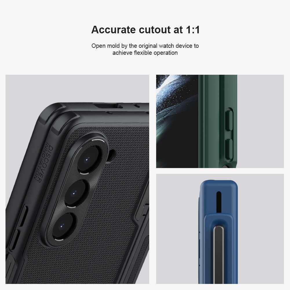 FRATO Fold 5 Collection Samsung Galaxy Z Fold 5 Nillkin Frost Shield With Stand and S Pen Slot Case Cover GREEN