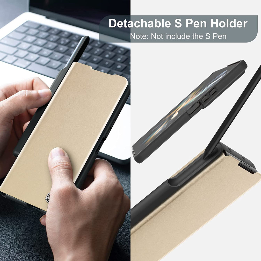 FRATO Fold 5 Collection Samsung Galaxy Z Fold 5 Nillkin QIN Pro Flip Case -Gold