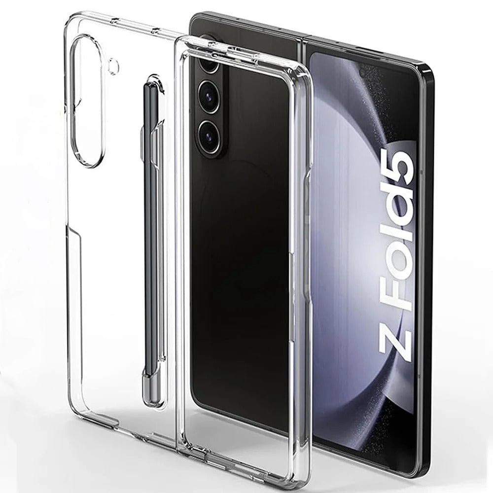 FRATO Fold 5 Collection Samsung Galaxy Z Fold 5 Transparent Cristal Hard Shell Cover Case With S-Pent Slot
