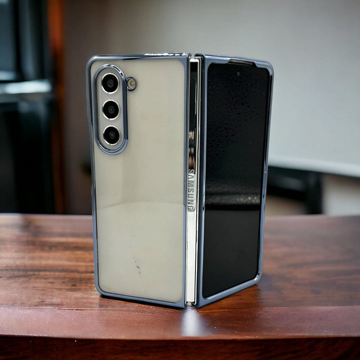 FRATO Fold 5 Collection Sierra Blue Samsung Galaxy Z Fold 5 Transparent Case Non Yellow Chrome Cover
