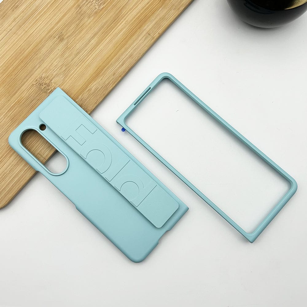 FRATO Fold 5 Collection Turquoise Samsung Galaxy Z Fold 5 Silk Hard Shell Strap Holder Case