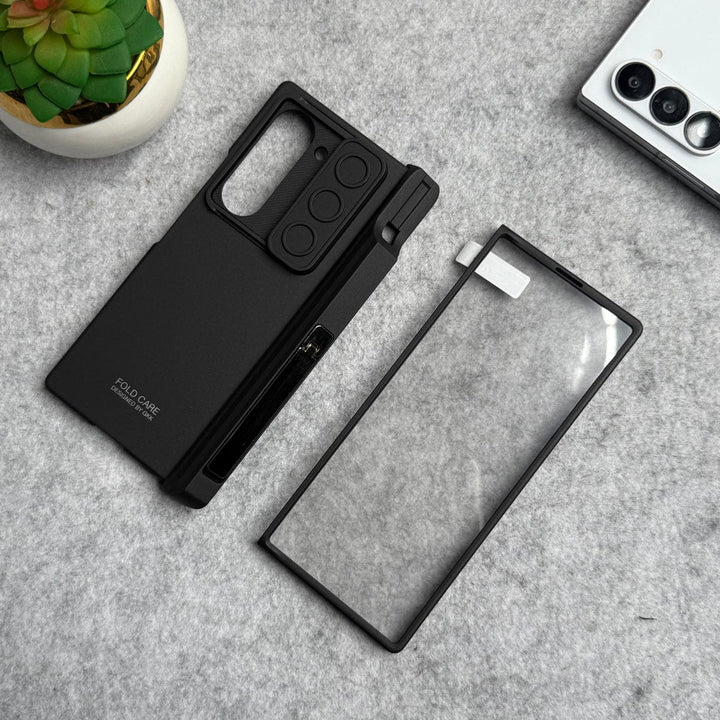 FRATO Fold 6 Collection Black Samsung Galaxy Z Fold 6 GKK Camera Protection Slider Magnetic Hinge Front Glass Protective Cover