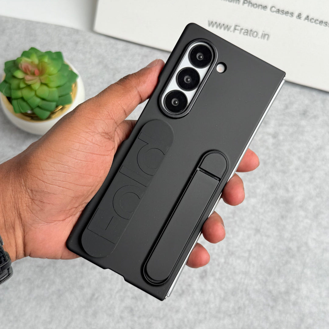 FRATO Fold 6 Collection Black Samsung Galaxy Z Fold 6 High Quality Fashion  Stand Phone Case