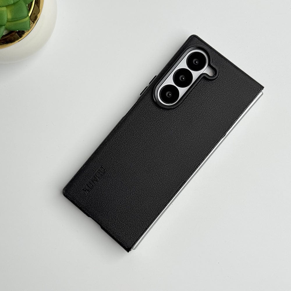 FRATO Fold 6 Collection Black Samsung Galaxy Z Fold 6  Leather Texture Hard Cover
