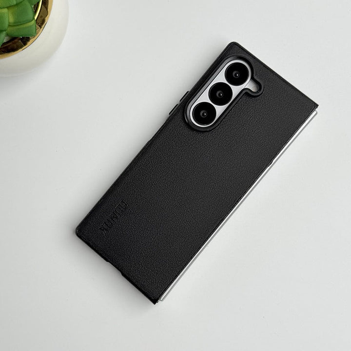 FRATO Fold 6 Collection Black Samsung Galaxy Z Fold 6  Leather Texture Hard Cover